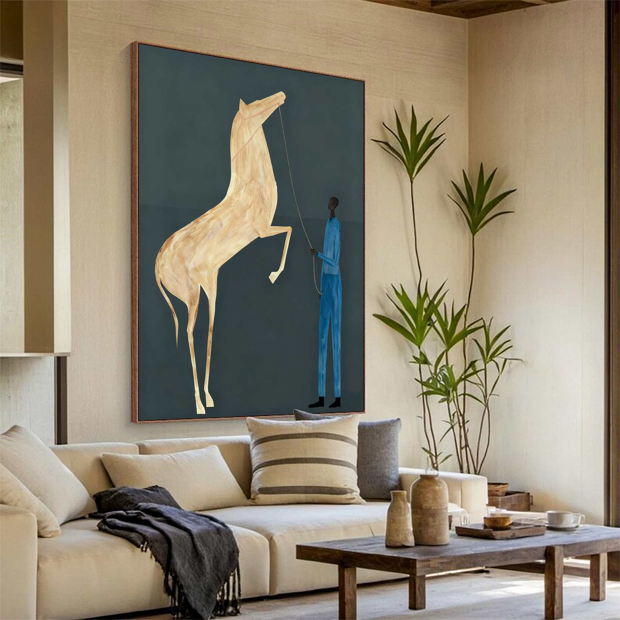 Surreal Horse & Rider Art Painting Quirky Equestrian Painting