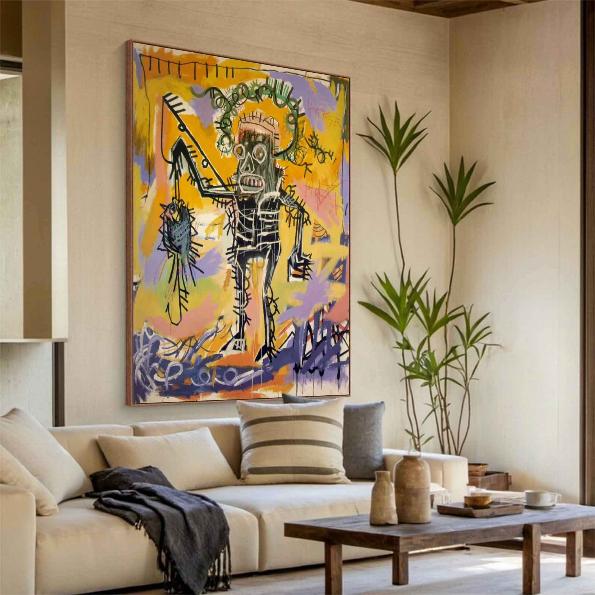 vibrant colorful canvas style of Basquiat,street graffiti art,Pop art