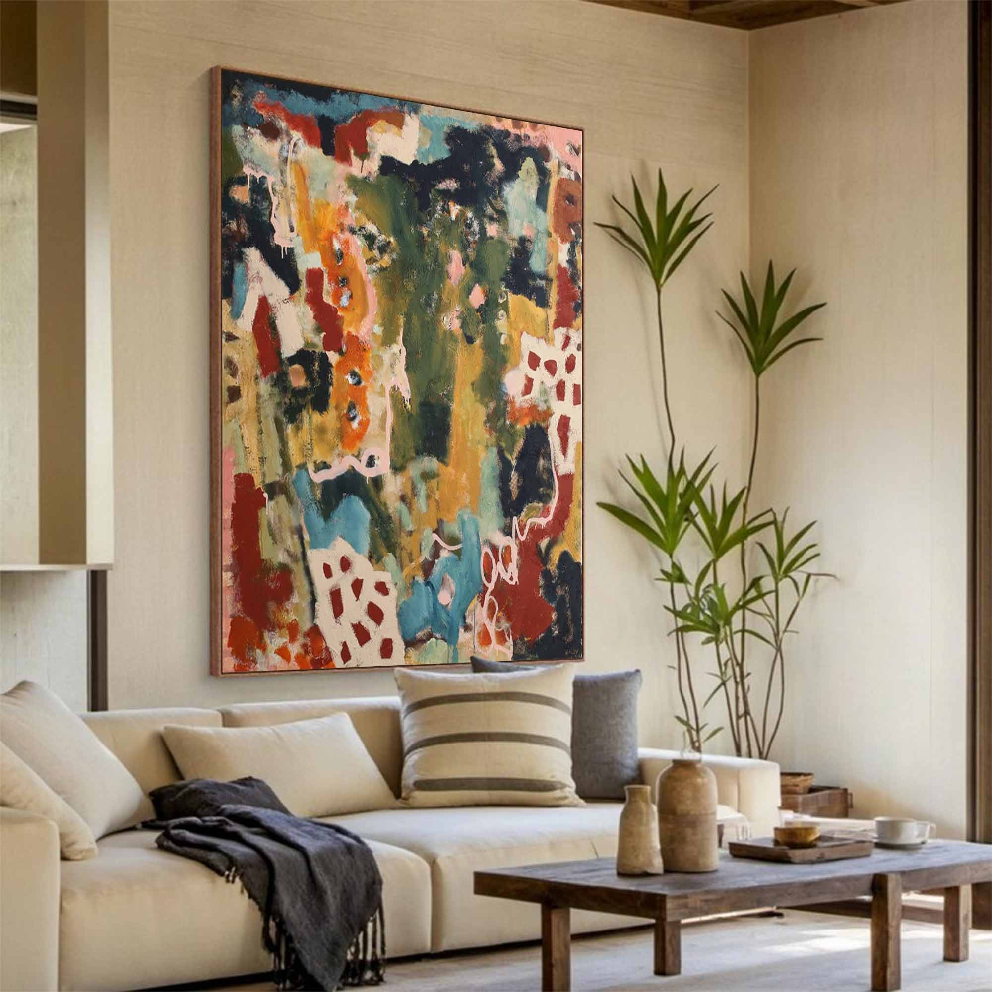 Colorful abstract painting, colorful graffiti art, colorful textured wall decor