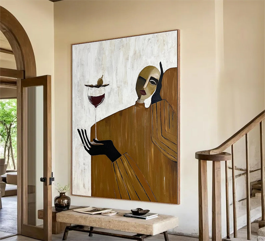 Mid-Century Modern Abstract Figurative Painting Hand-painted Texture Wabi-sabi Art
