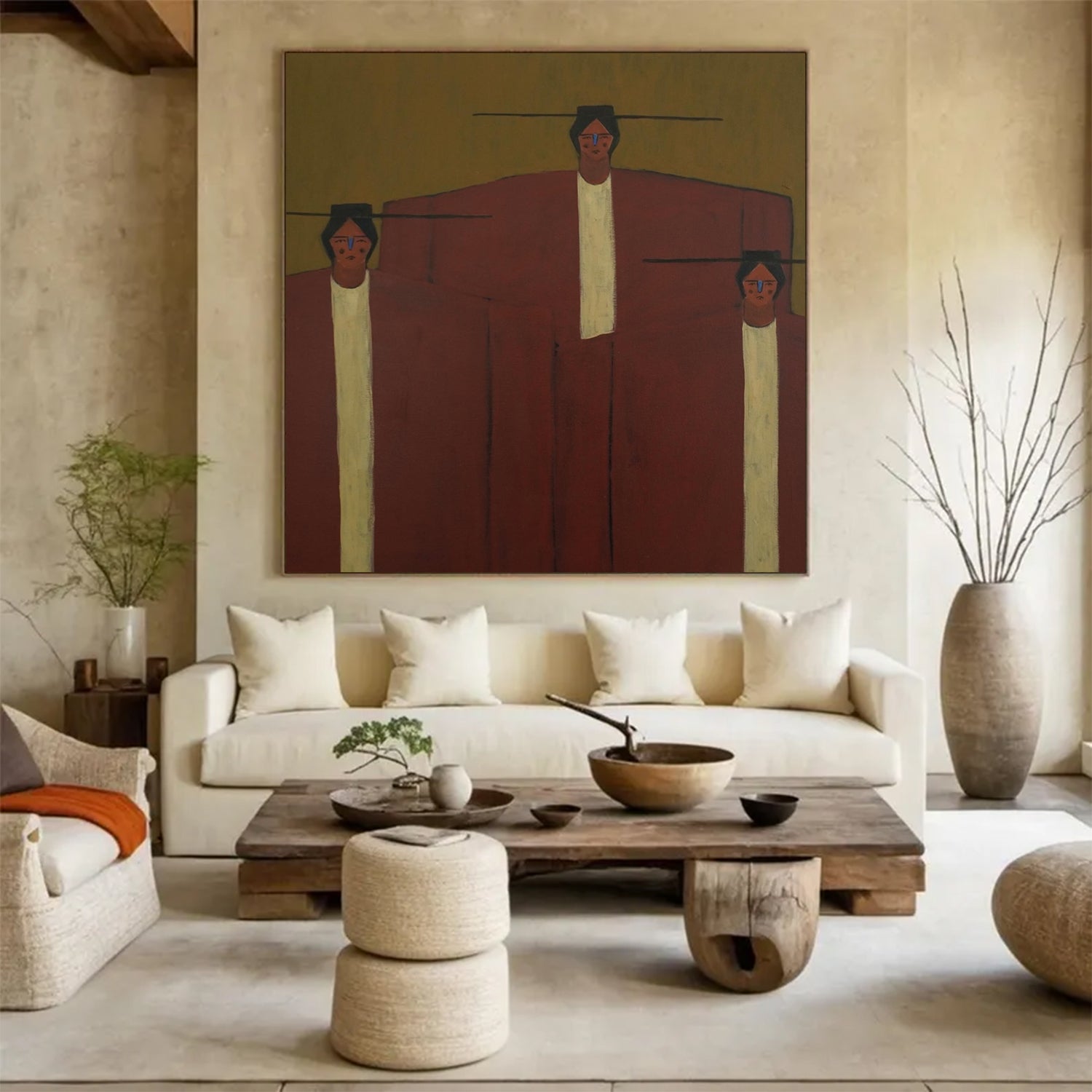 Earth-Toned Abstract Figurative Painting-Terracotta and Ochre Painting