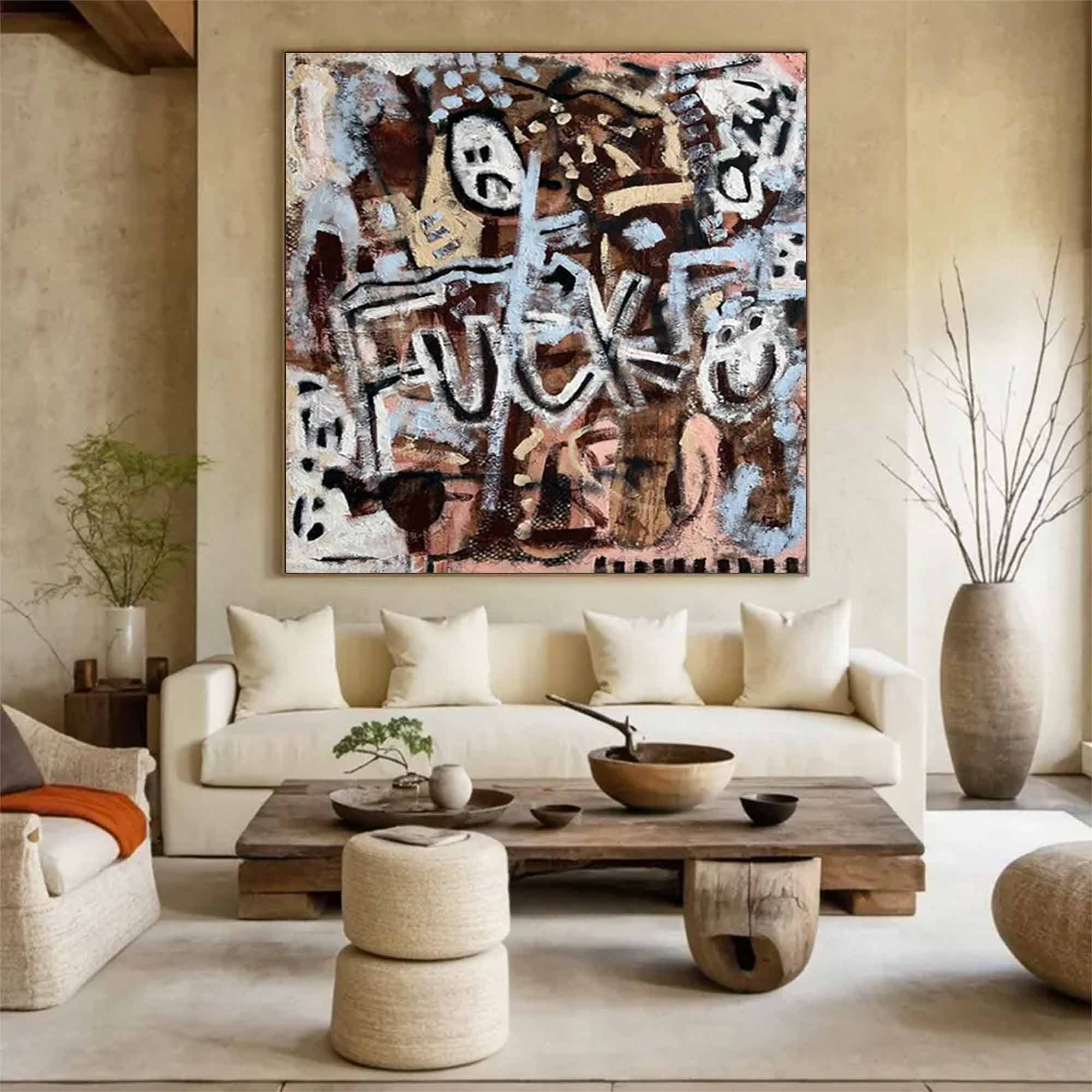 Brown abstract painting street graffiti art painting graffiti-style painting