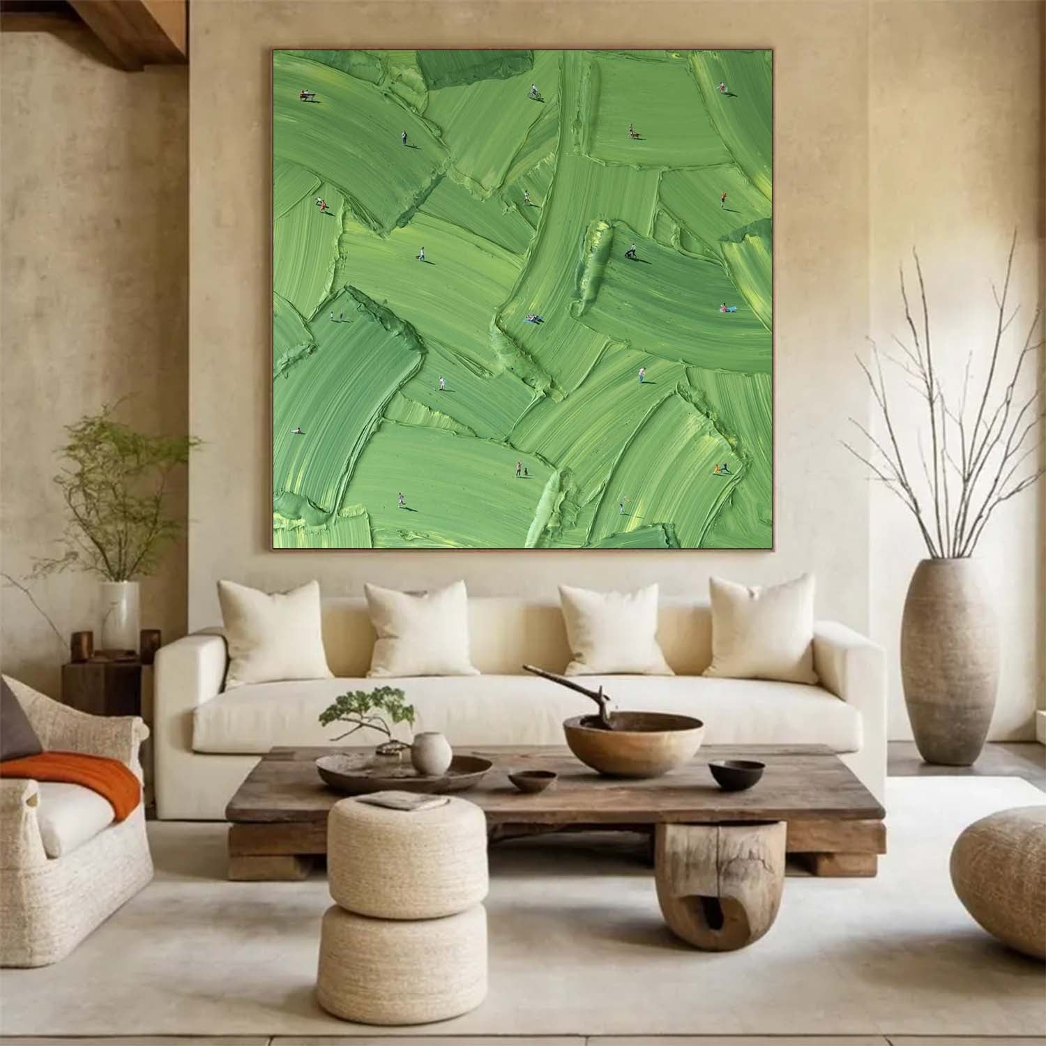 Large Green Abstract Painting Green Textured Wall Art Golf Course Painting Golf Lovers Gifts Handmade Painting