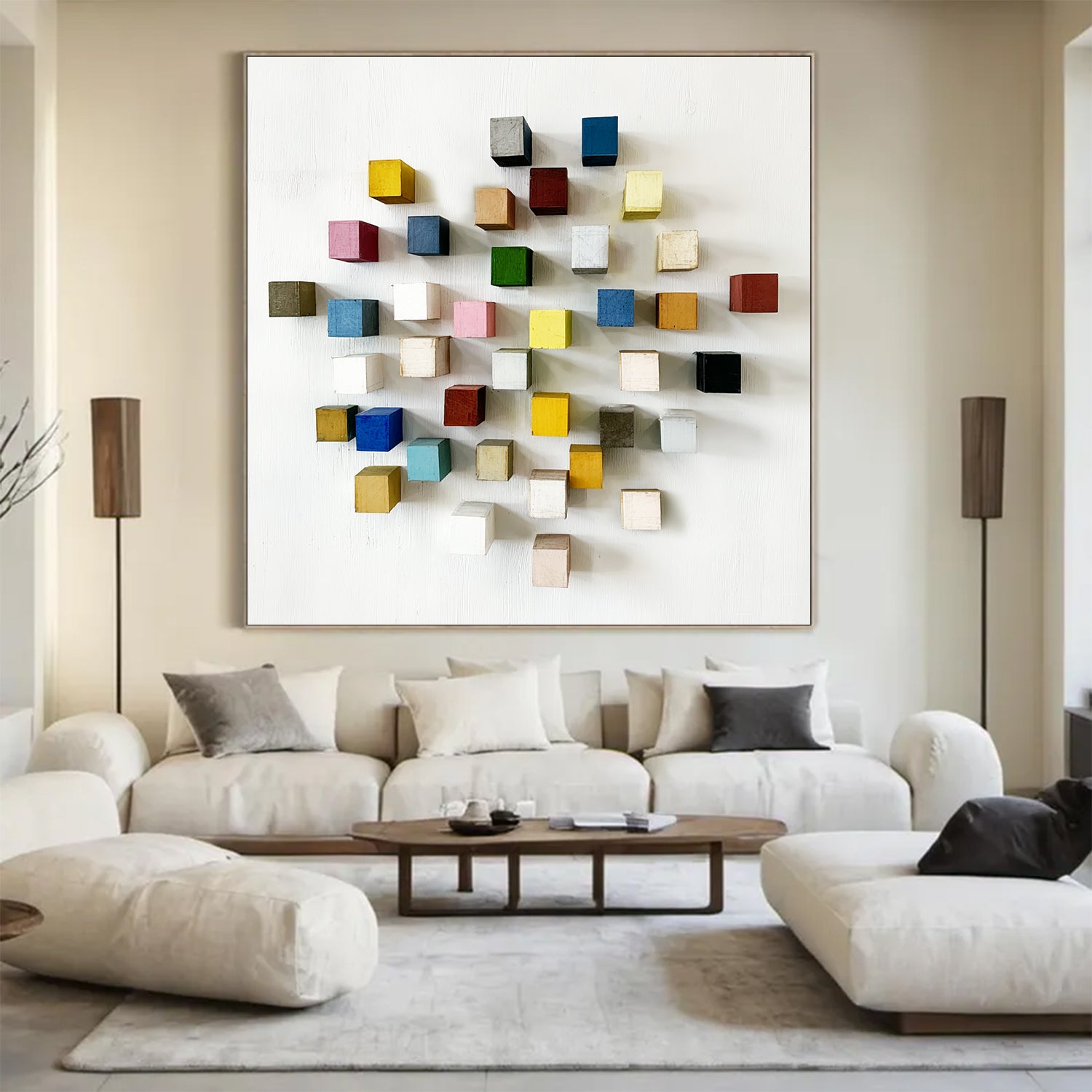 3D Mosaic Wood Textured Wall Decor Colorful wooden wall art
