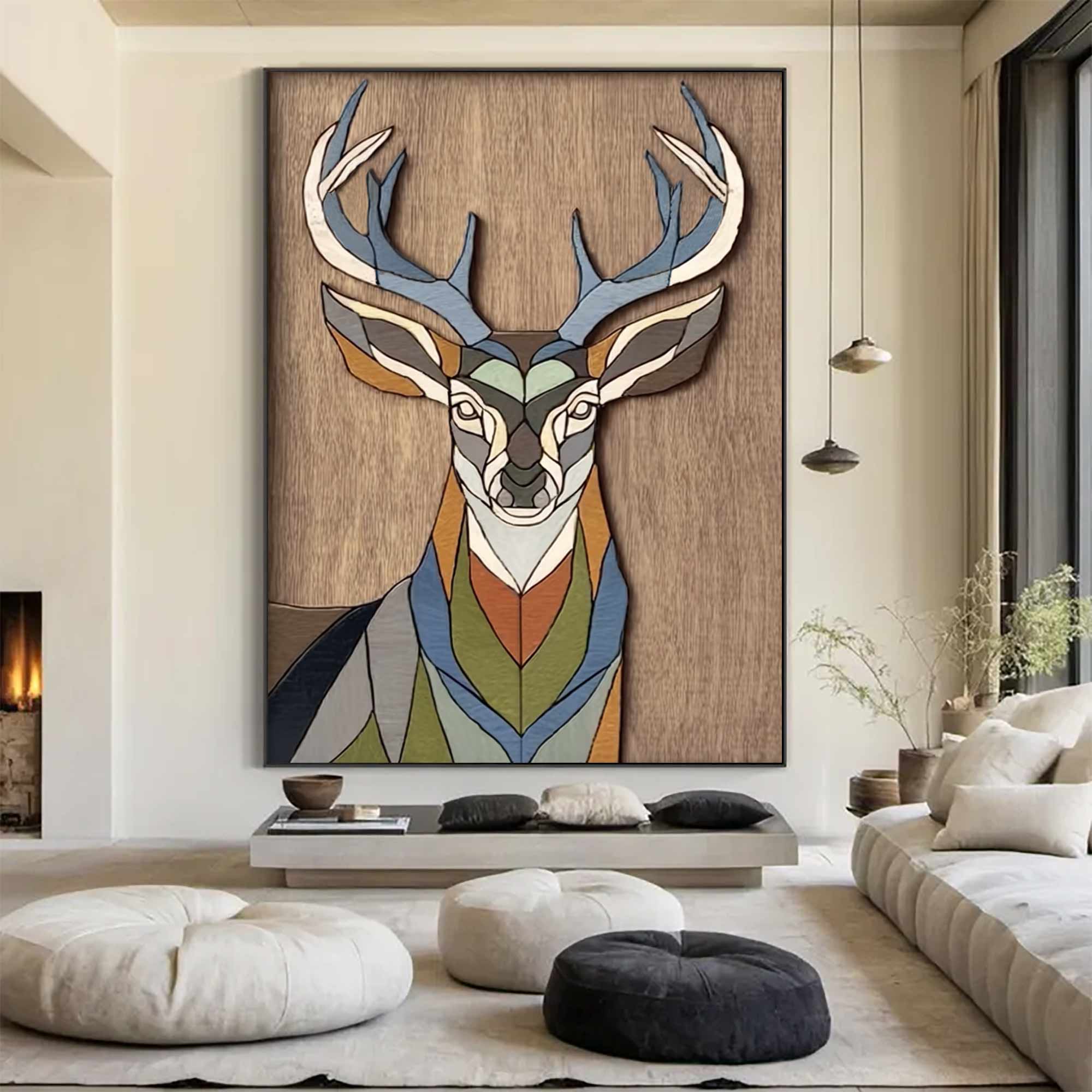 Modern polygonal deer wall hanging Housewarming gift deer wall art