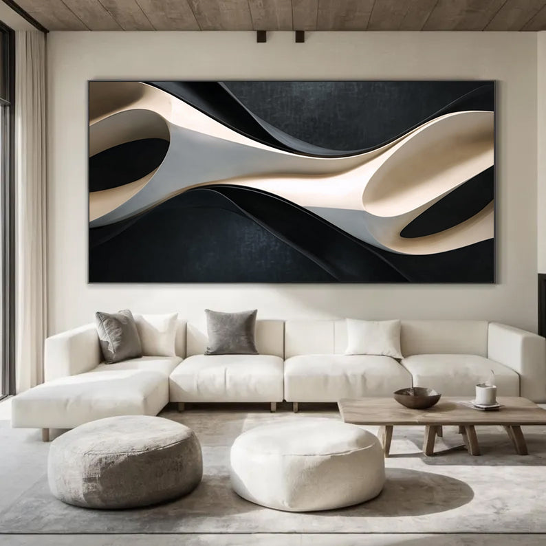 3D Textured Wood Wall Art | Neutral Boho Organic Wood Sculpture Wall Art