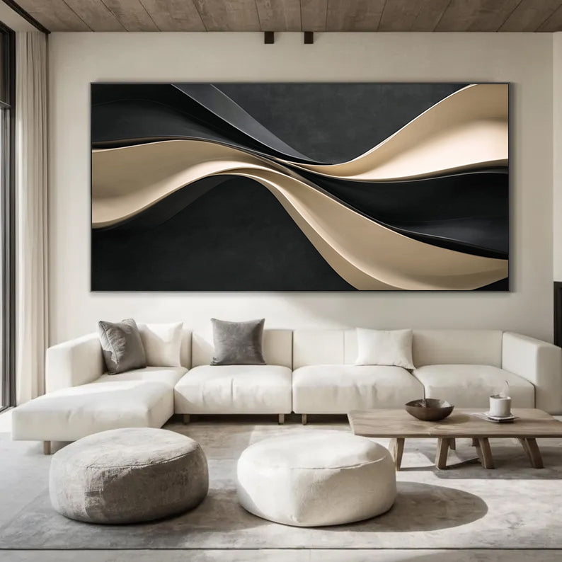 3D Wood Wall Art Neutral Abstract Textured Wall Decor for Sofa Above