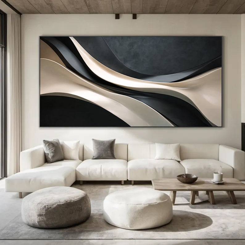 3D Textured Wood Wall Art | Neutral Boho Wood Wall Sculpture for Living Room