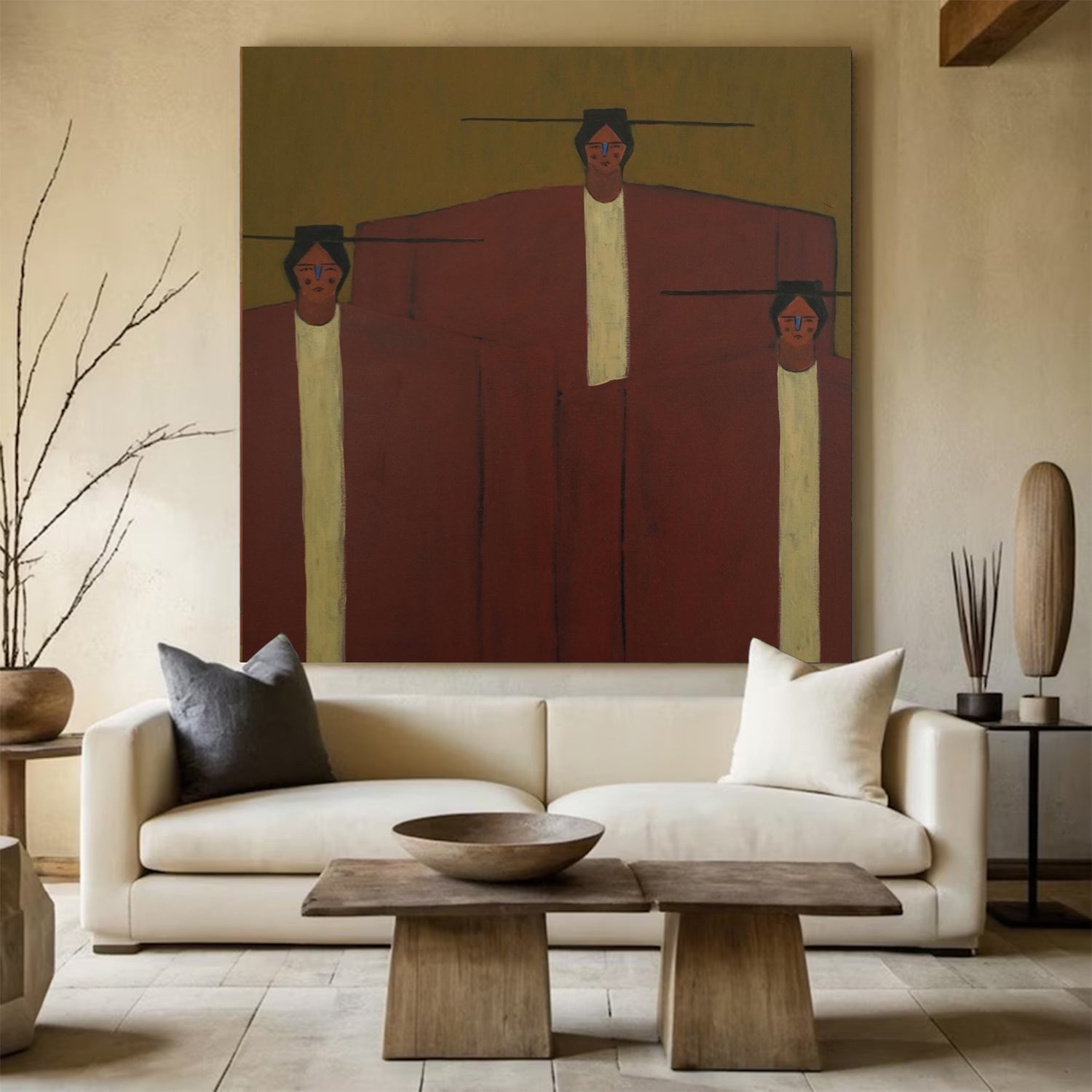 Earth-Toned Abstract Figurative Painting-Terracotta and Ochre Painting