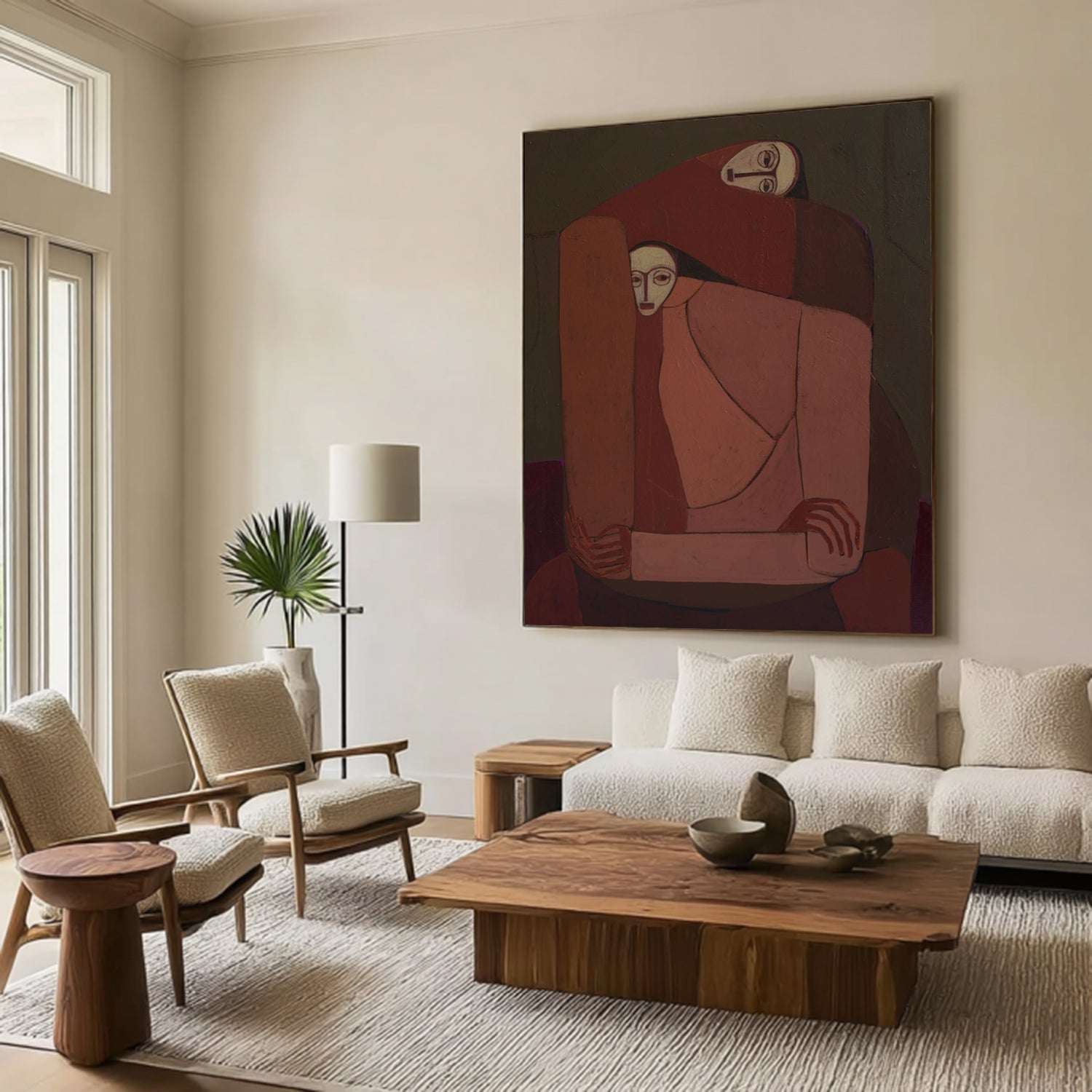 Modern Surrealist Portrait art Earthy Double Portraits painting