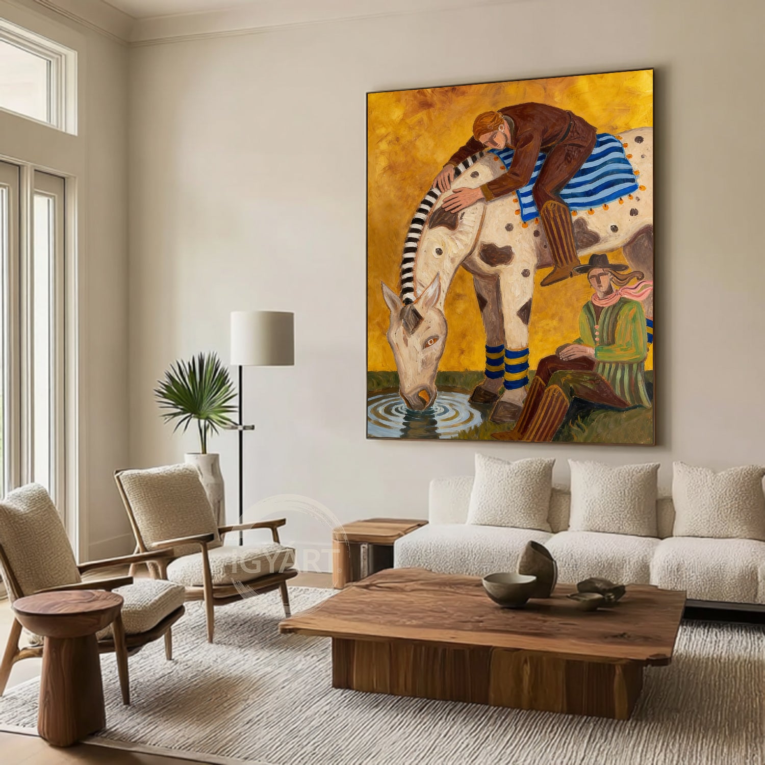 Modern Folk Art Horse Painting Contemporary Western Art Expressionist Equestrian Decor