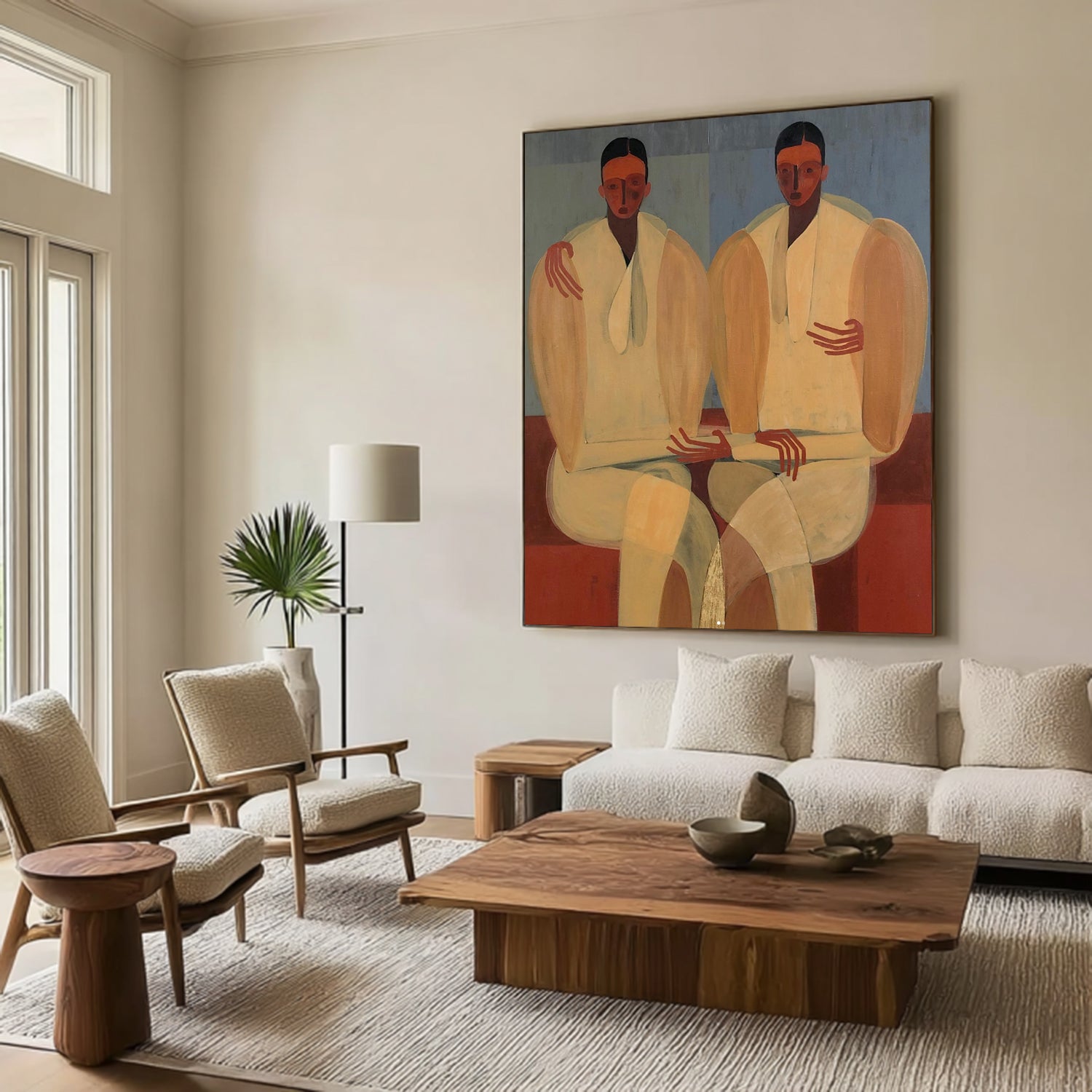 Stylized human figures painting, Contemporary abstract Portraits art