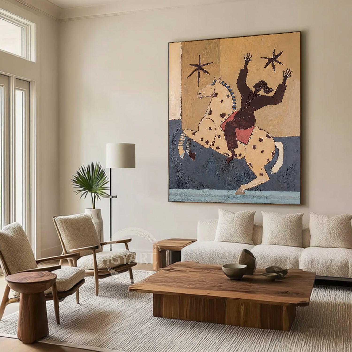 Farmhouse Wall Decor Mid Century Modern Horse Painting Boho Wall Art