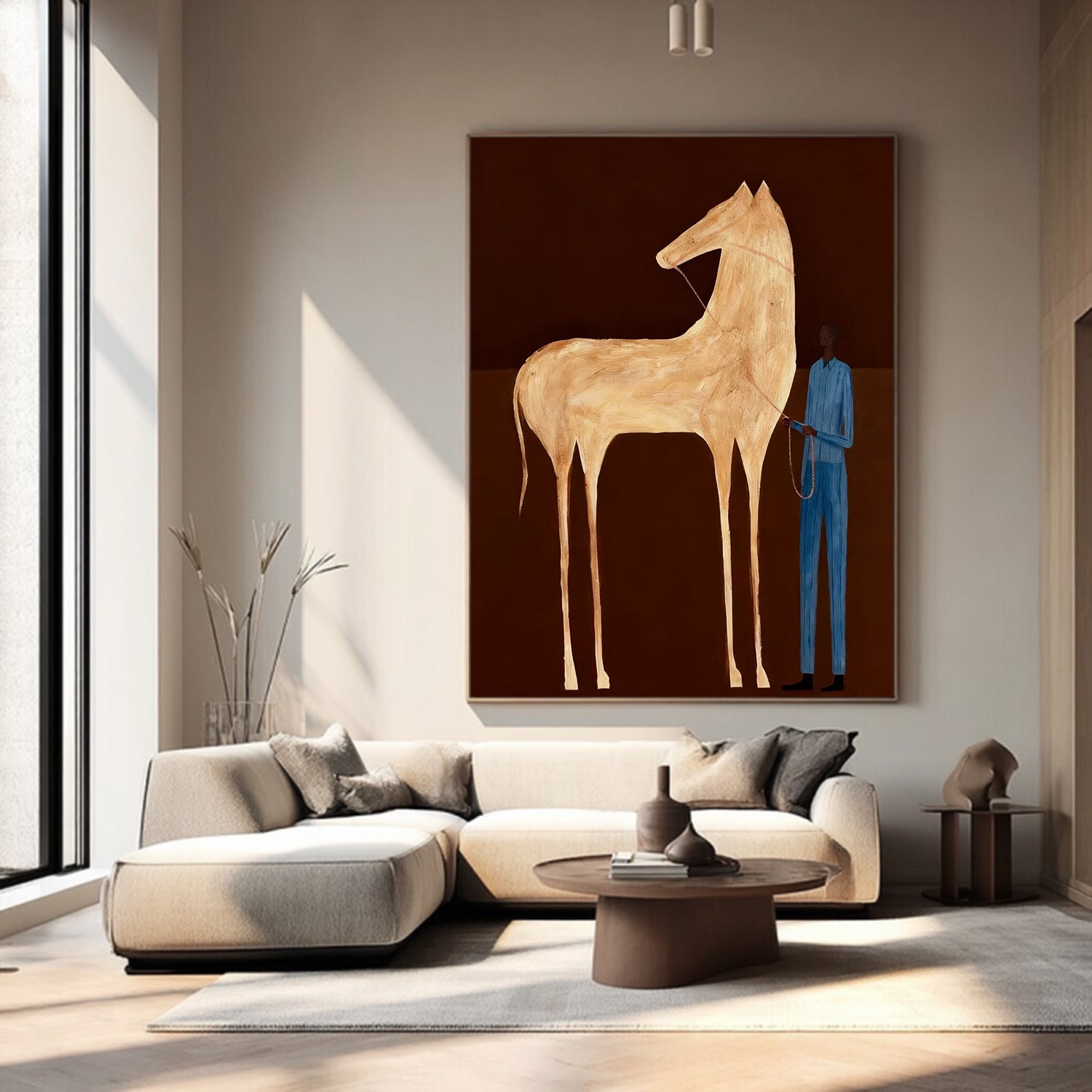 Contemporary Folk Style Horse Painting Modern Minimalist Horse Art