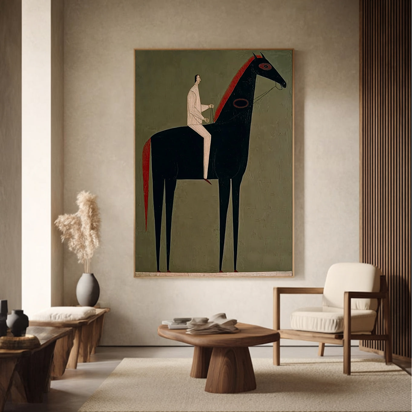 Minimalist Horse Wall Art - Modern Equestrian Fine Art for Living Room Decor