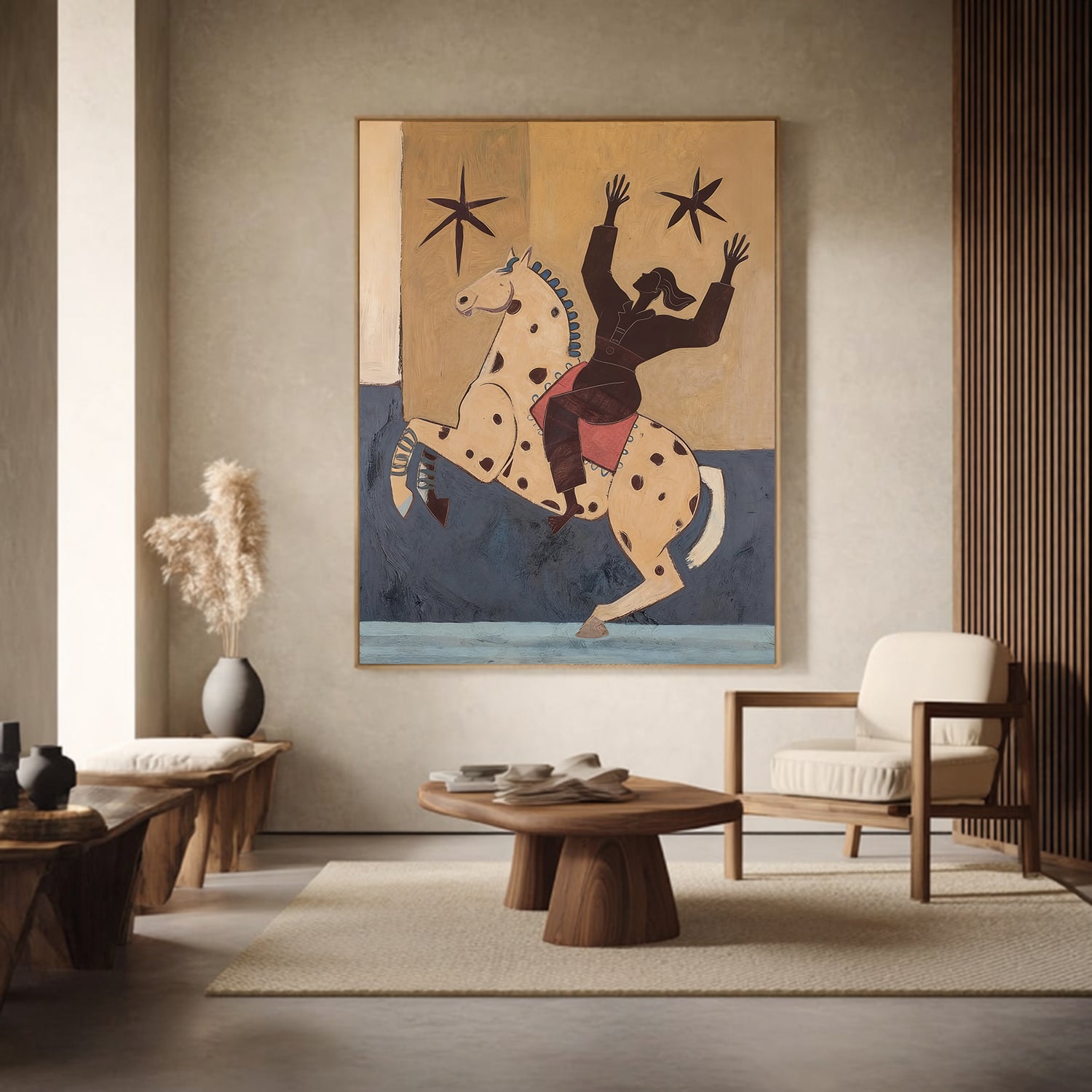Farmhouse Wall Decor Mid Century Modern Horse Painting Boho Wall Art