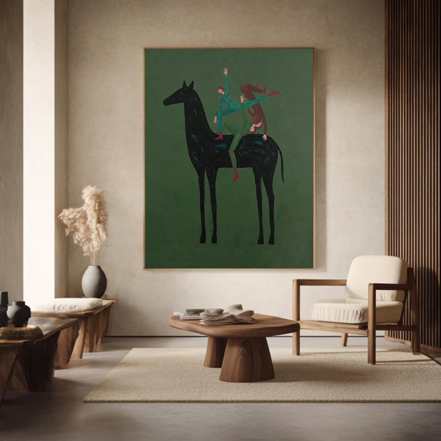 Abstract Horse Painting - Equestrian Wall Art Minimalist Horse Decor