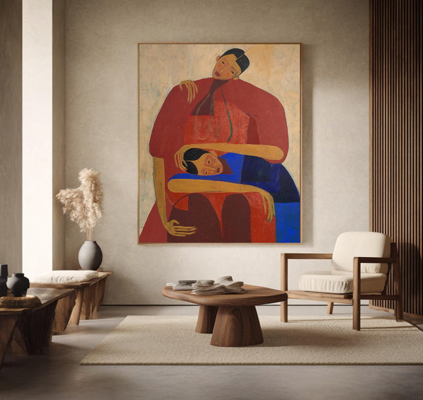 Stylized human figures painting, Contemporary abstract Portraits art