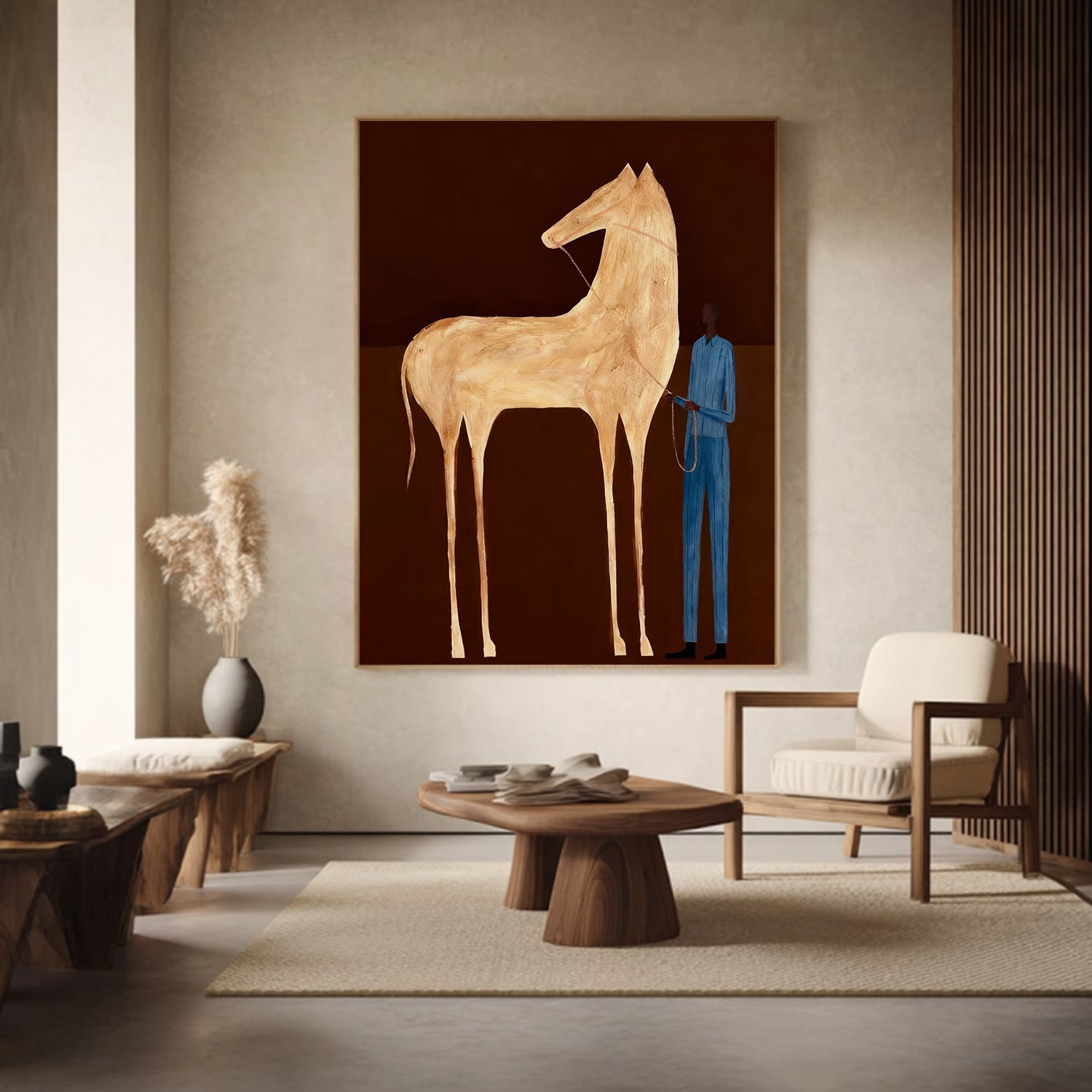 Contemporary Folk Style Horse Painting Modern Minimalist Horse Art