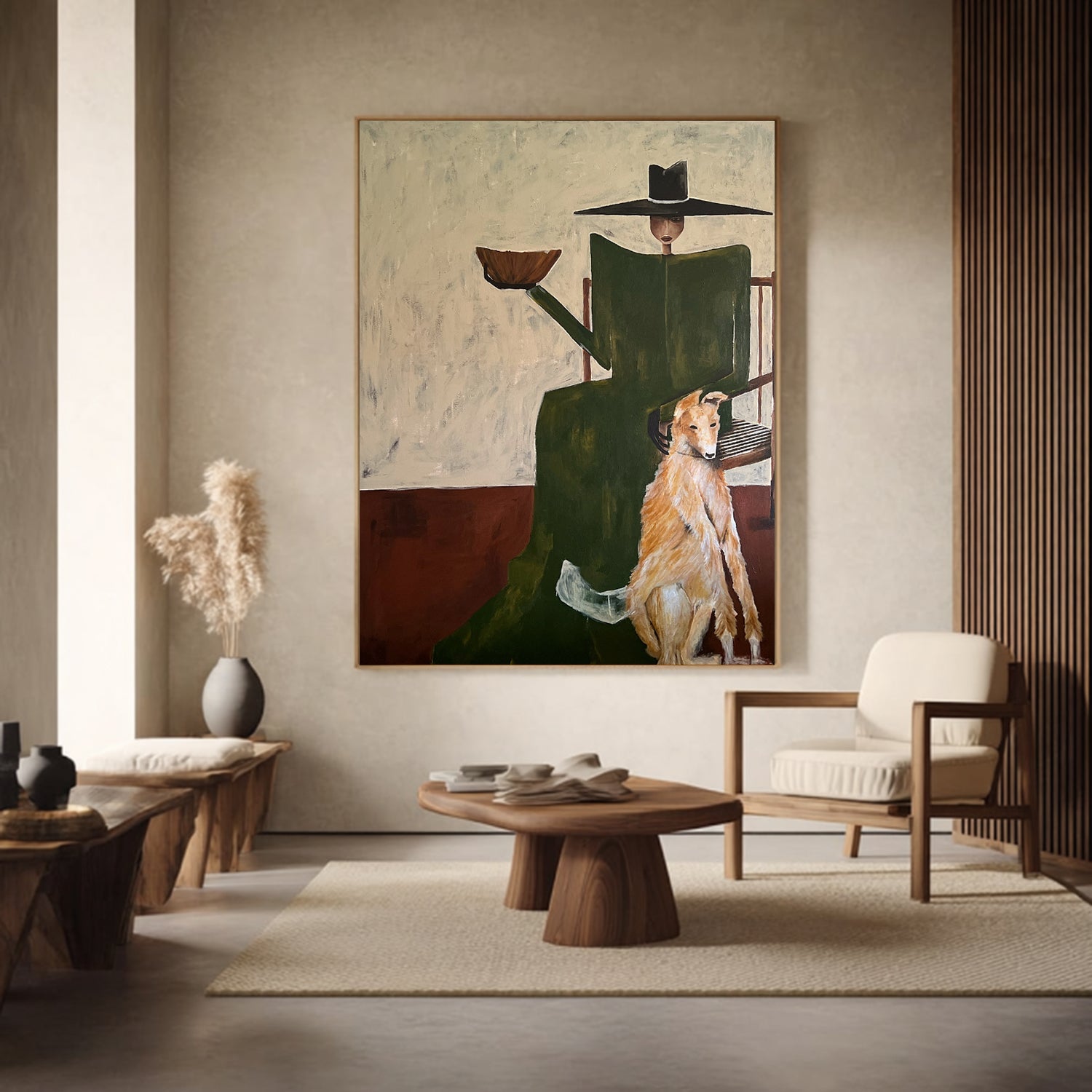 Hand-painted Abstract Figurative Wall painting Modern Greyhound Art