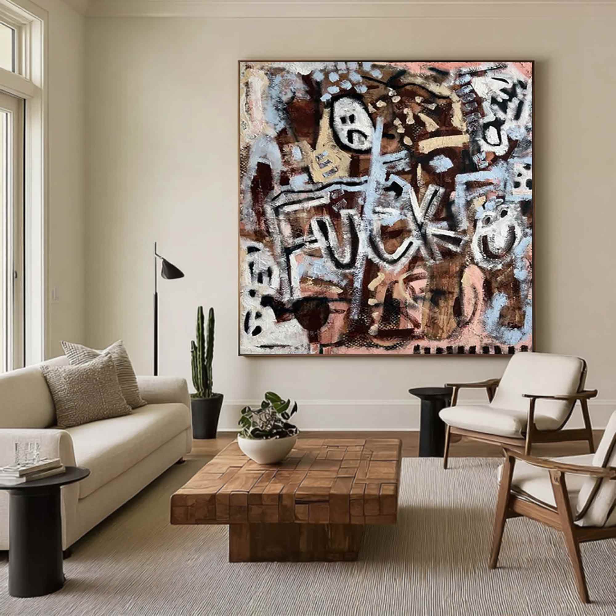 Brown abstract painting street graffiti art painting graffiti-style painting