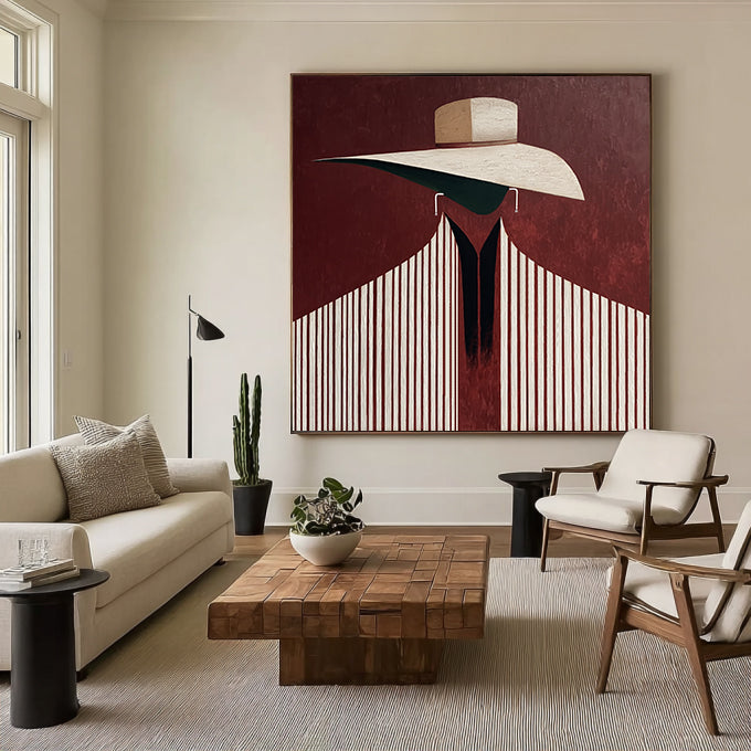 Hand-Painted Minimalist Portrait Art- Urban Chic Figural Oil Paintings