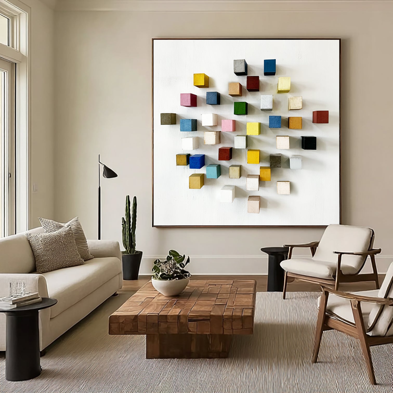 3D Mosaic Wood Textured Wall Decor Colorful wooden wall art