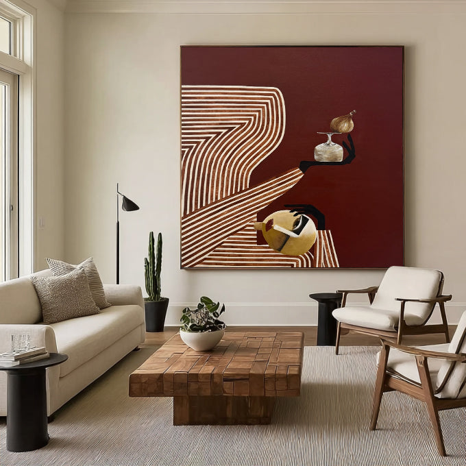 Modern Abstract Figure Wall Art Mid-century Modern Minimalist Figure Painting