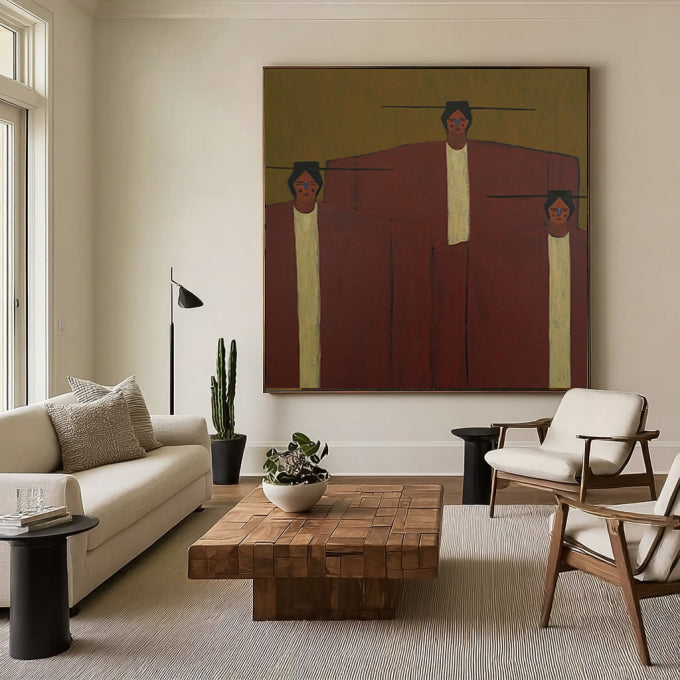 Earth-Toned Abstract Figurative Painting-Terracotta and Ochre Painting