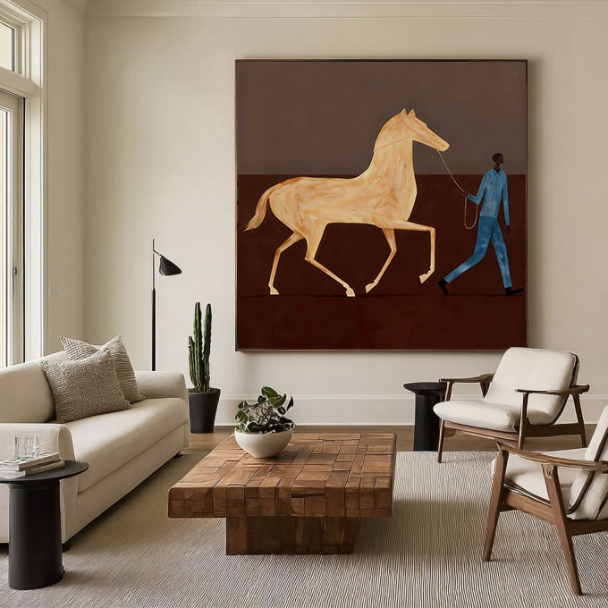 Horse Wall Art, Equestrian Art, Horse Lover Gift Modern Horse Painting