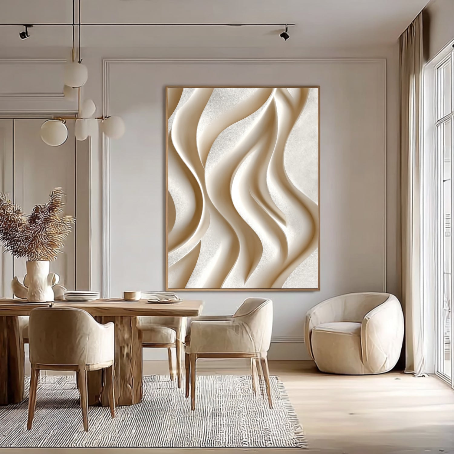 White Sculptured art Painting Wood carving wall art- Wooden wall decor