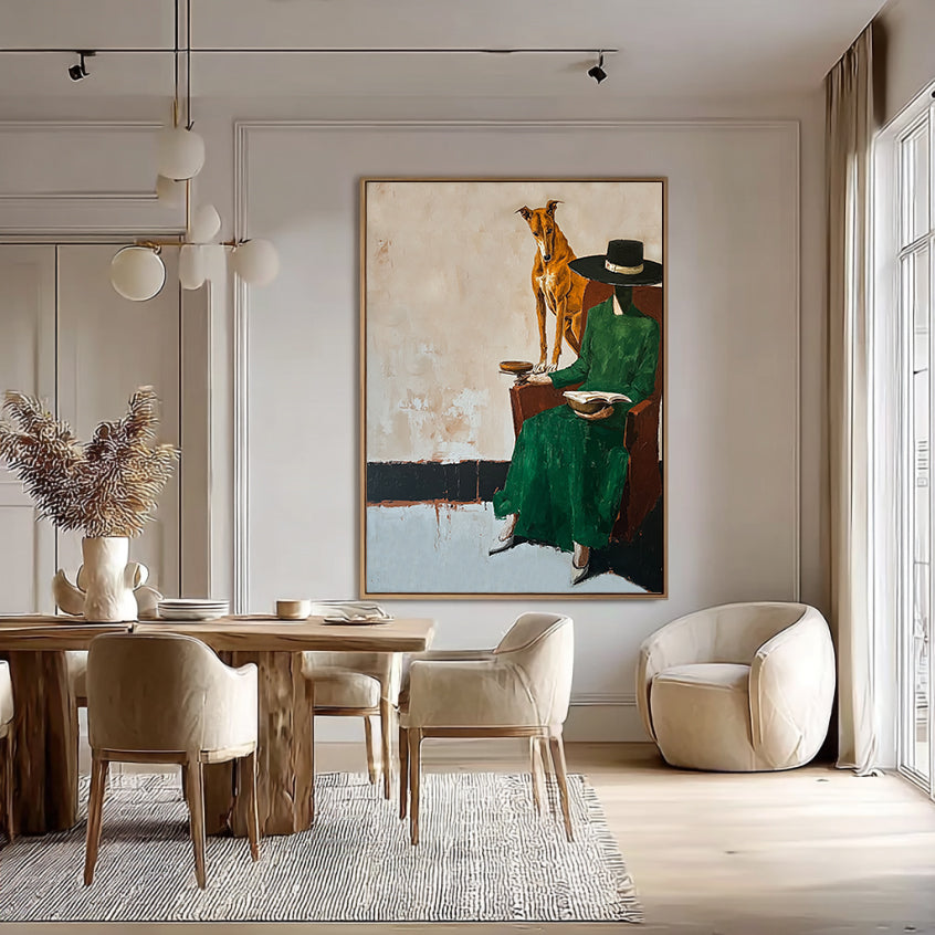 Hand-painted Abstract Figurative Wall painting Modern Greyhound Art