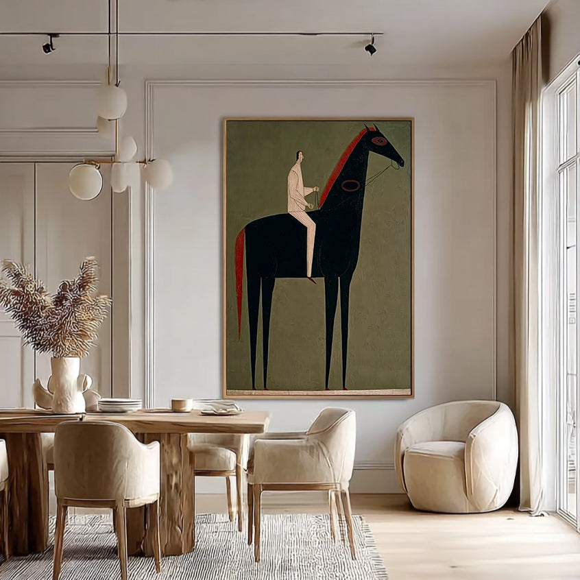 Minimalist Horse Wall Art - Modern Equestrian Fine Art for Living Room Decor