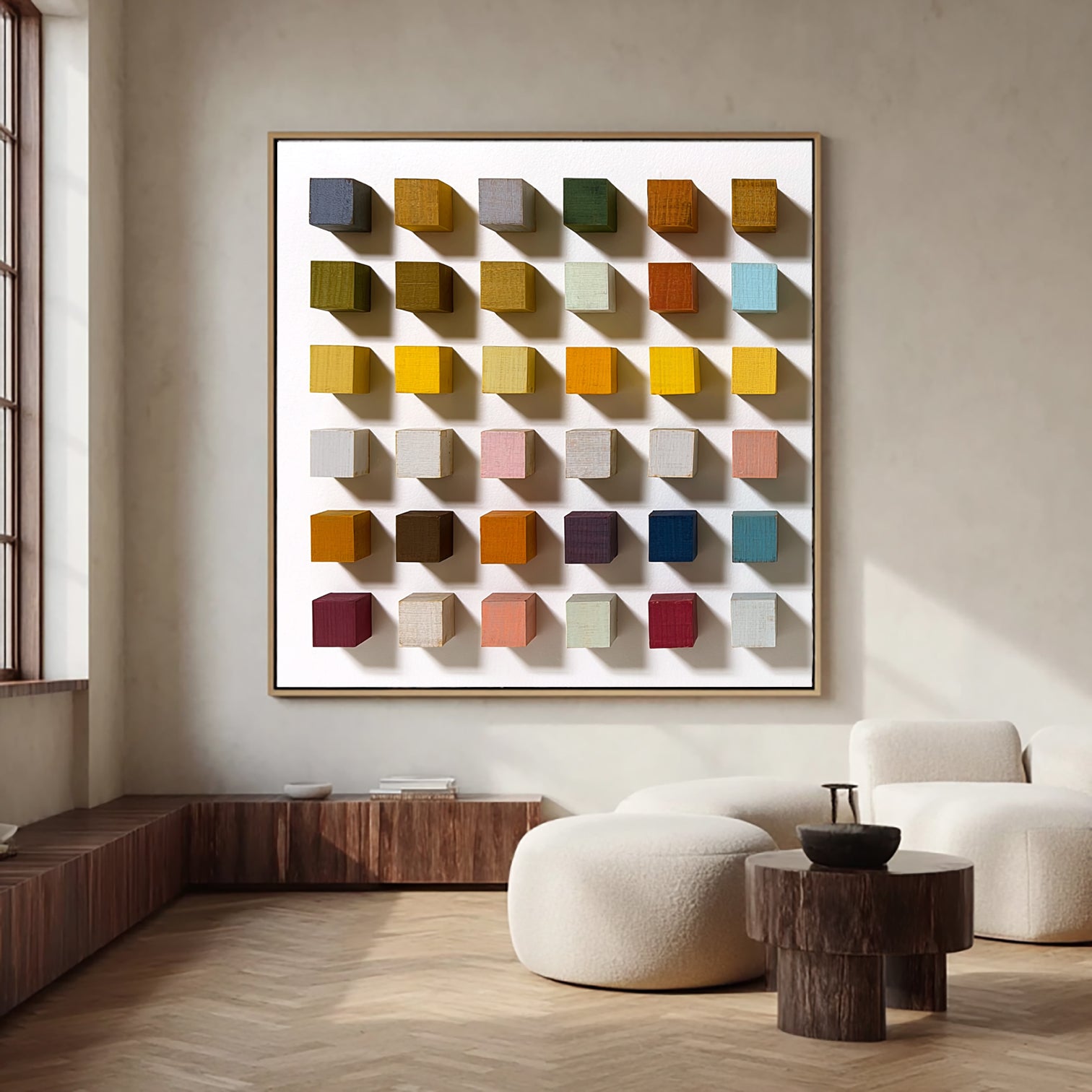 Mosaic texture art 3D Wood Textured Wall Decor Colorful wooden wall art