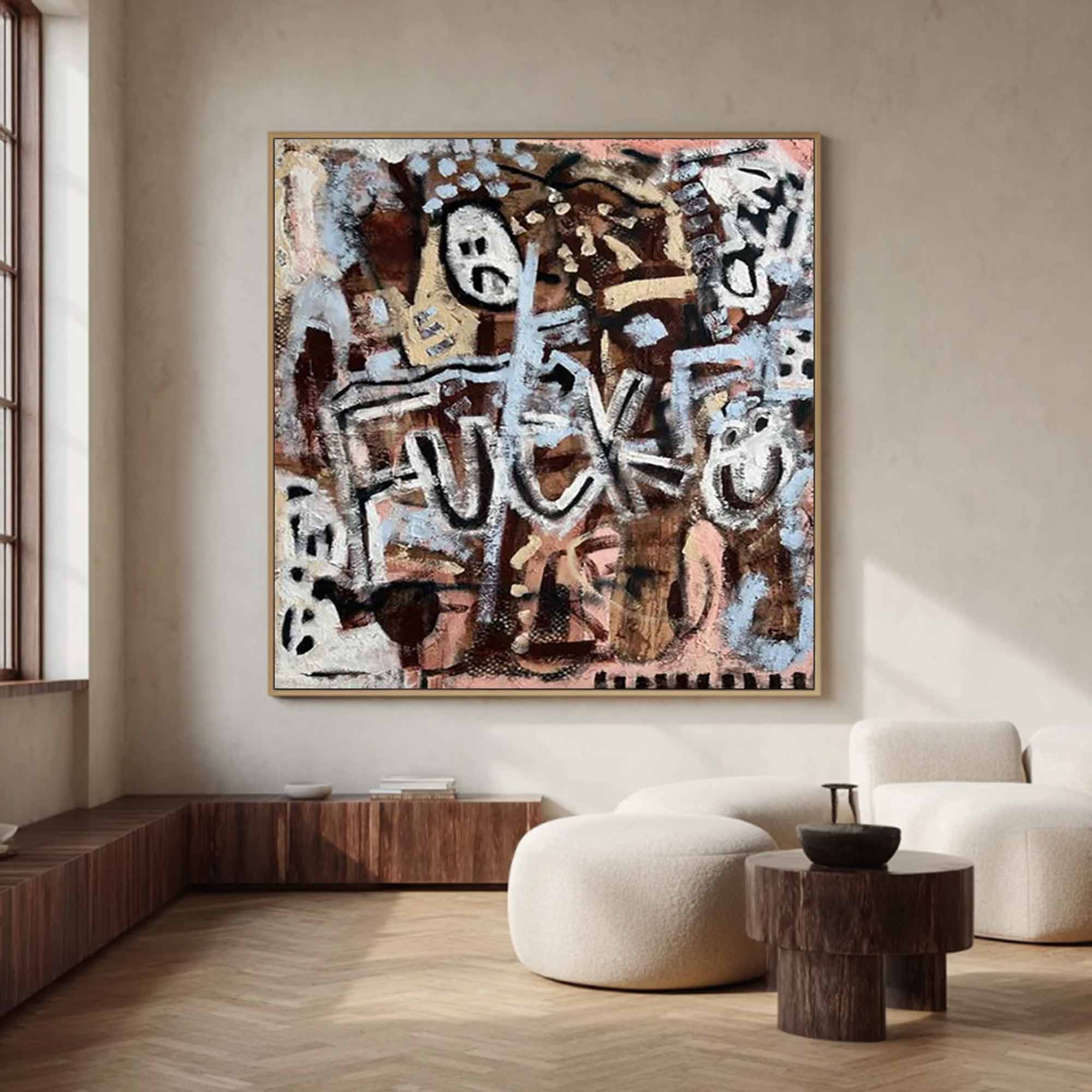 Brown abstract painting street graffiti art painting graffiti-style painting