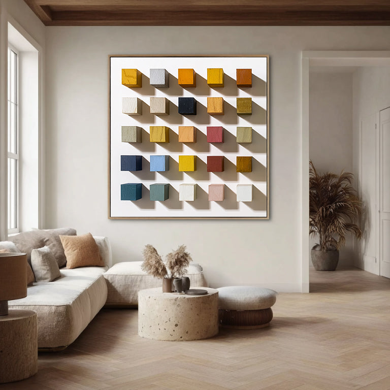 3D Wood Textured Wall Decor Colorful wooden wall decor painting