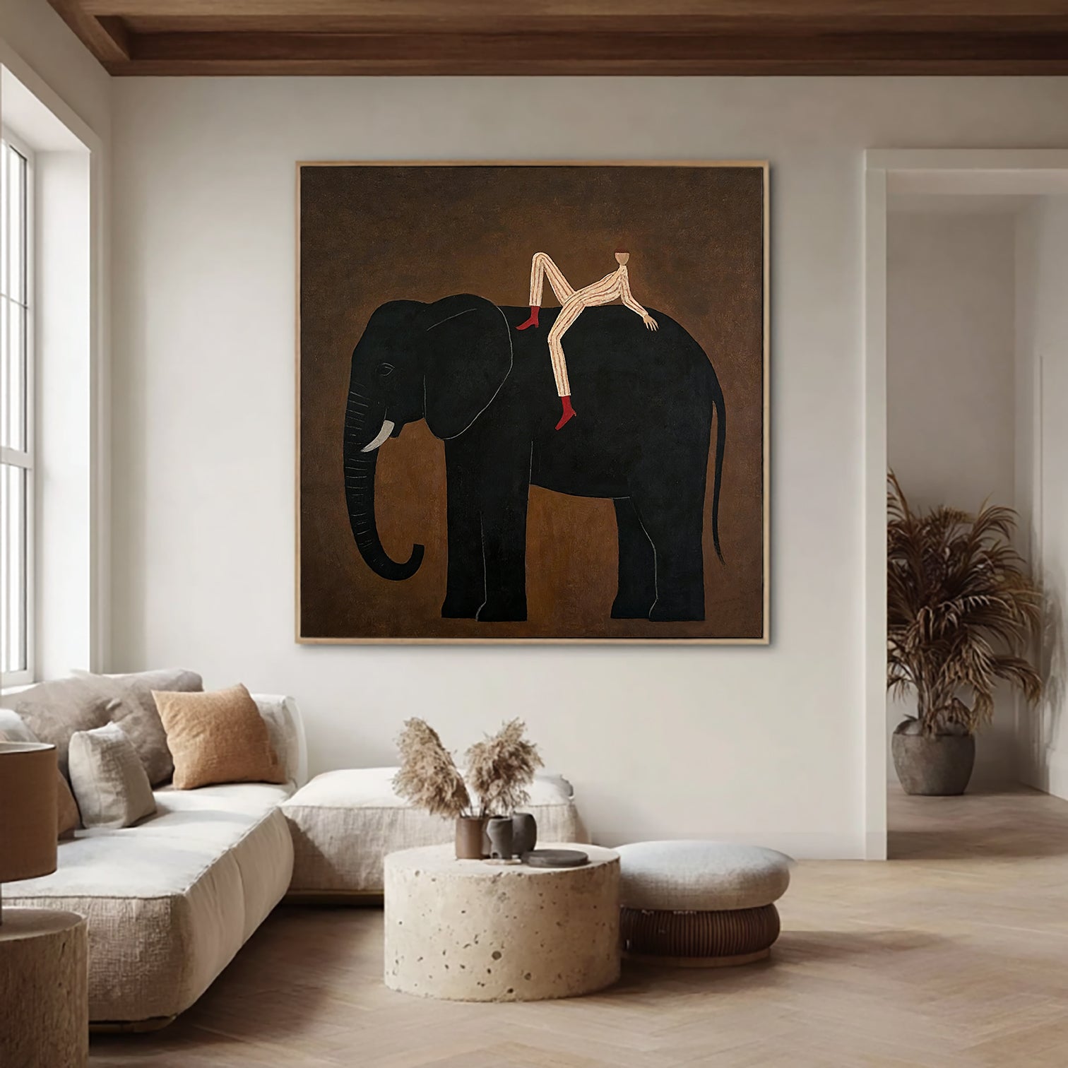 Surrealist Animal Portrait Wall Art Large Minimalist Surrealism Elephant Painting