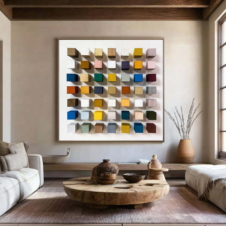 3D Wood Textured Wall Decor Colorful wooden wall art Colorful painting