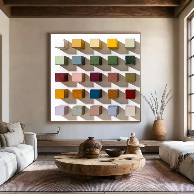3D Wood Textured Wall Decor Colorful wooden wall art, mosaic texture art