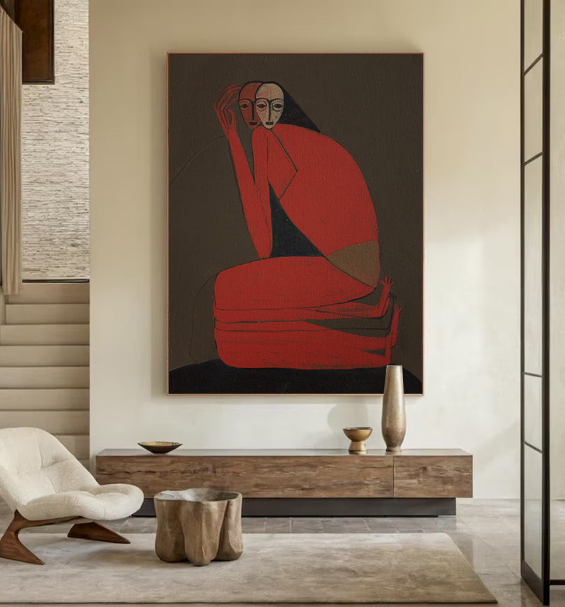 Surrealist Portrait Figure painting Boho Abstract figurative painting