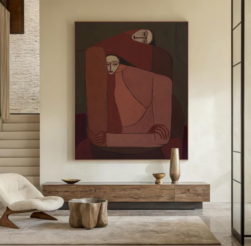 Modern Surrealist Portrait art Earthy Double Portraits painting