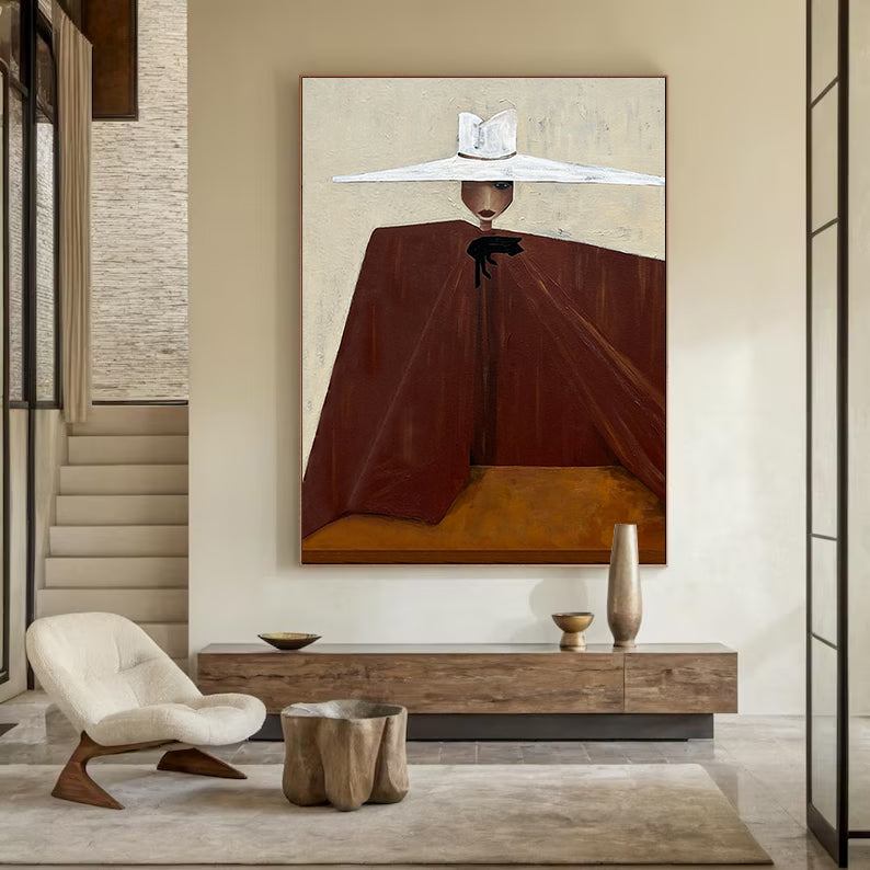 Hand-Painted Minimalist Abstract Portrait Art Contemporary Figuration art