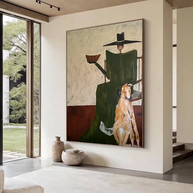 Hand-painted Abstract Figurative Wall painting Modern Greyhound Art