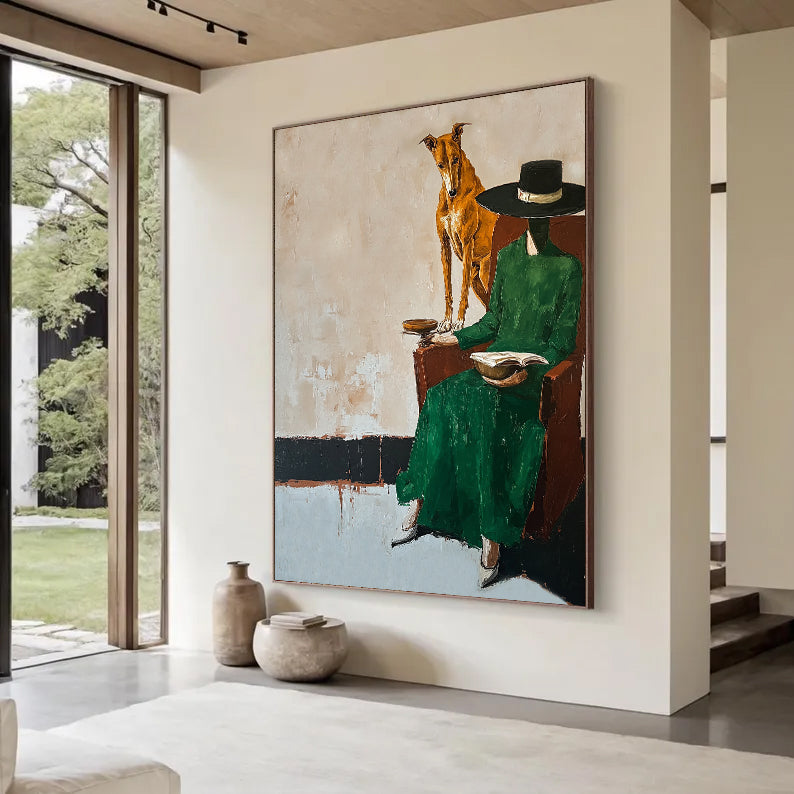 Hand-painted Abstract Figurative Wall painting Modern Greyhound Art