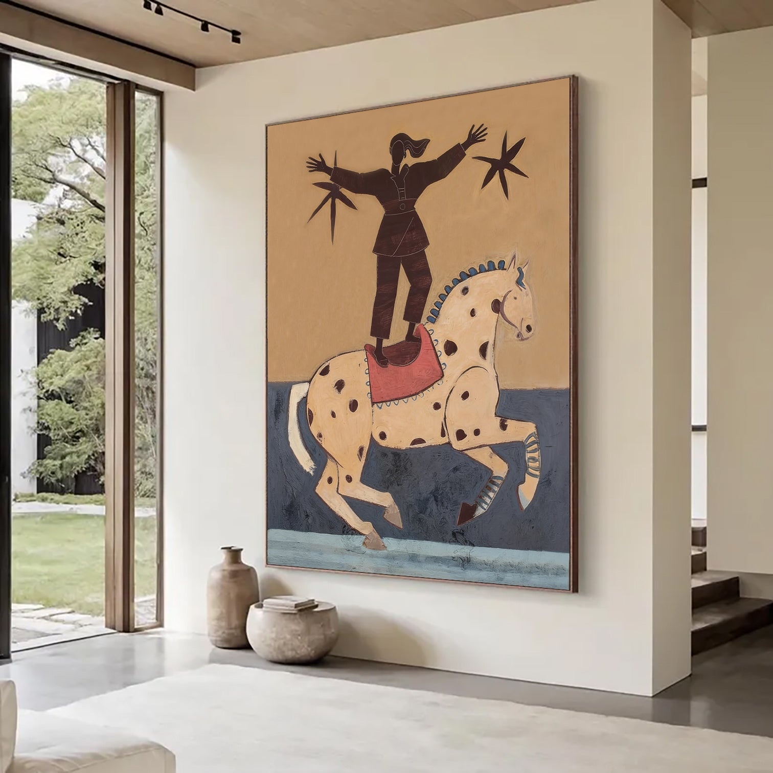 Mid Century Modern Horse Painting Expressionist Oil Painting Boho Wall Art