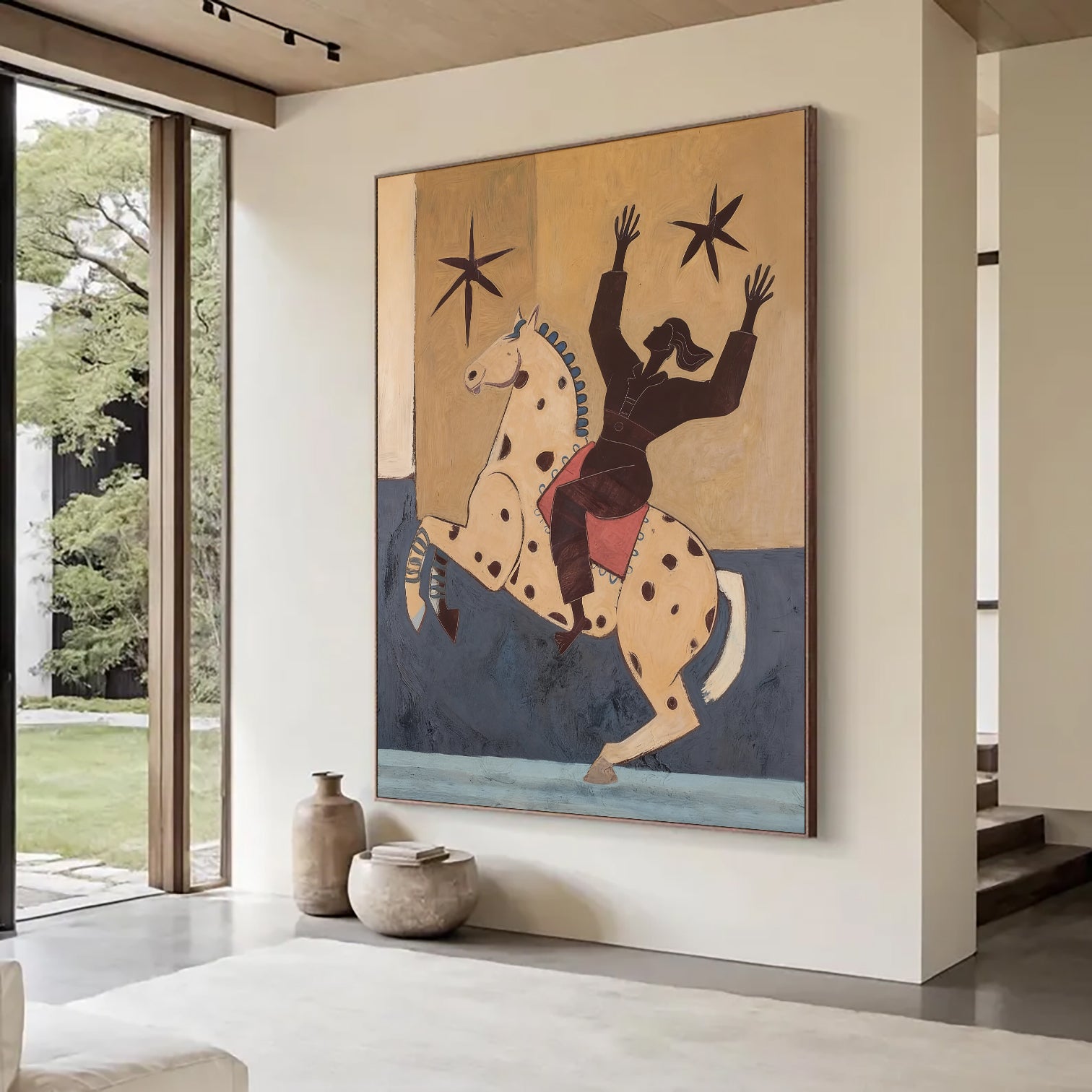 Farmhouse Wall Decor Mid Century Modern Horse Painting Boho Wall Art