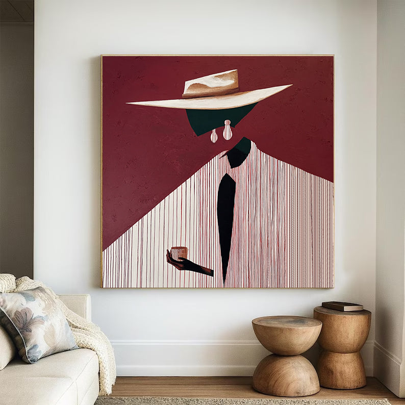Confident Portrait Painting - Urban Chic Figural Oil Paintings