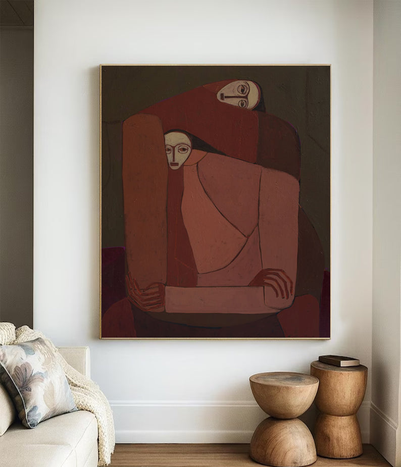 Modern Surrealist Portrait art Earthy Double Portraits painting