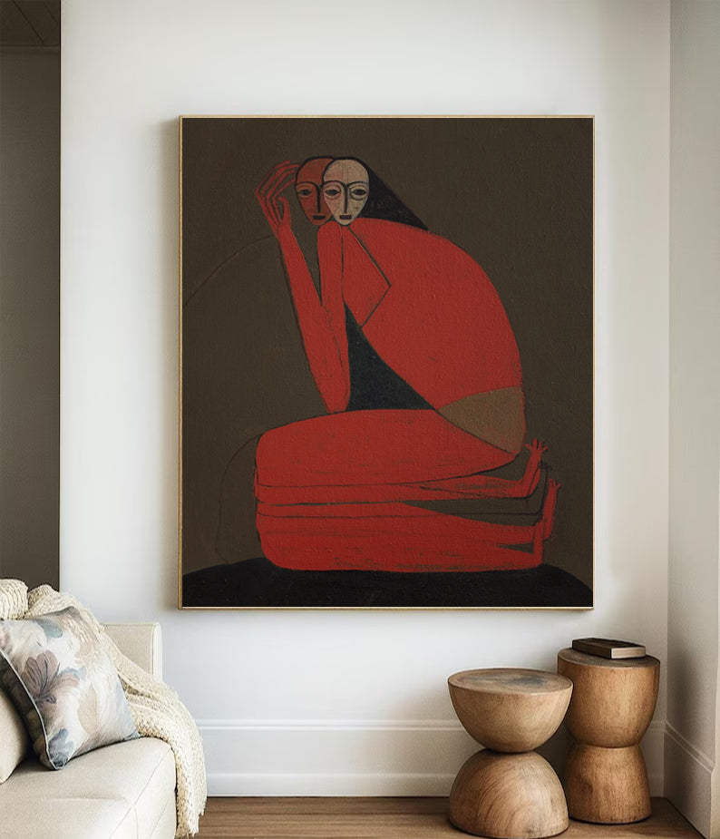 Surrealist Portrait Figure painting Boho Abstract figurative painting