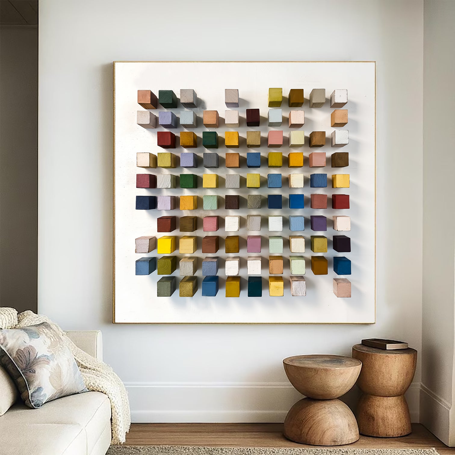 3D Wood Textured Wall Decor Colorful wooden wall art Colorful painting